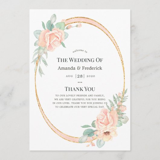 Pastel Blush Floral Geometric Weddenschap Programma (Voorkant)