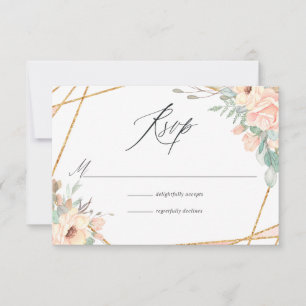 Pastel Blush Floral Geometric Weddenschap RSVP Kaartje