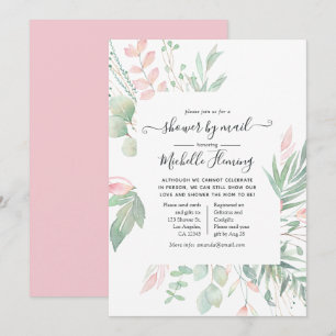 Pastel Blush Greenery Baby Shower per post Kaart