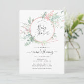 Pastel Blush Greenery Geometric Baby shower Kaart (Staand voorkant)