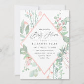 Pastel Blush Greenery Geometric Baby shower Kaart (Voorkant)