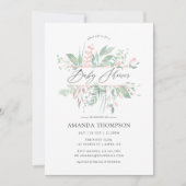 Pastel Blush Greenery Geometric Baby shower Kaart (Voorkant)
