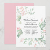 Pastel Blush Greenery Virtual Baby shower Kaart (Voorkant / Achterkant)