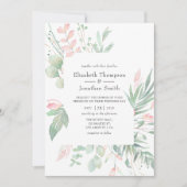 Pastel Blush Greenery Wedding Kaart (Voorkant)