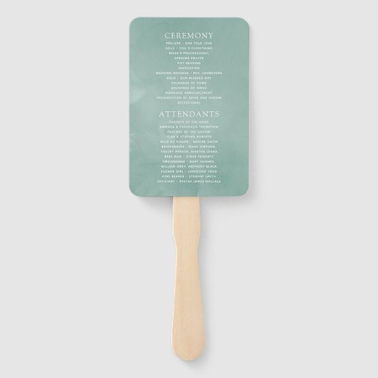 Pastel Blush Greenery Wedding Programme Handwaaier (Achterkant)