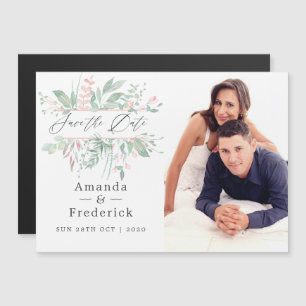 Pastel Blush Greenery Wedding Save the Date Magnetische Uitnodiging