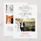 Pastel Blush groen bruiloft foto collage Bedankkaart (Voorkant / Achterkant)