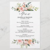 Pastel Blush Ivory Floral Botanal Mariage Menu (Devant)
