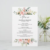 Pastel Blush Ivory Floral Botanical Wedding Menu (Staand voorkant)