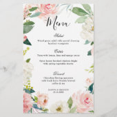 Pastel Blush Joli Floral Mariage Menu (Devant)