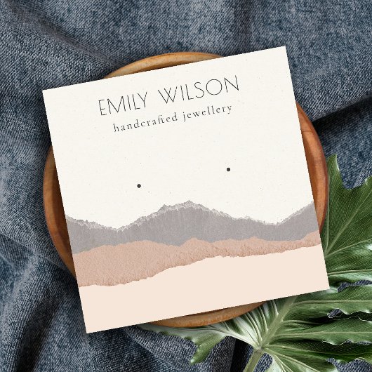 Pastel Blush Kraft Mountain Wave Earning Display Vierkante Visitekaartje