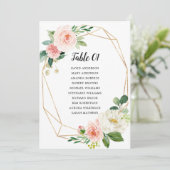 Pastel Blush Pink Floral Botanical Seating Chart Kaart (Staand voorkant)