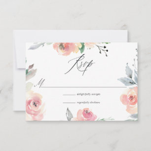 Pastel Blush Pink Floral Weddenschap RSVP Kaartje