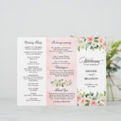Pastel Blush Pretty Rose Floral Wedding Programme (Debout devant)