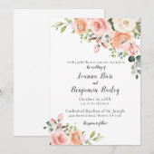 Pastel Blush Roos Floral Botanical Weddenschap Kaart (Voorkant / Achterkant)