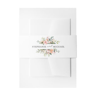 Pastel Blush Roos Floral Botanical Weddenschap Uitnodigingen Wikkel