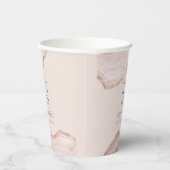 Pastel Blush Roos Gold Agate Marble Texture Logo Papieren Bekers (Rechts)