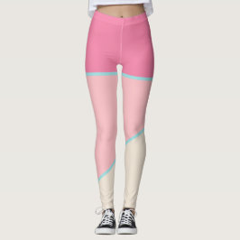 Pastel Blush roze Blauwgroen geel kleurenblok Leggings