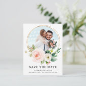Pastel Blush  Roze botanisch sparen Datum P Briefkaart (Staand voorkant)