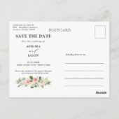 Pastel Blush  Roze botanisch sparen Datum P Briefkaart (Achterkant)