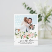 Pastel Blush  Roze botanisch sparen op datum Briefkaart (Staand voorkant)