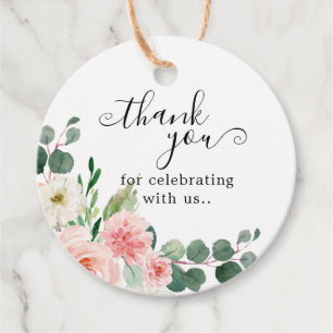 Pastel Blush Roze botanische Vrijgezellenfeest F Bedankjes Labels
