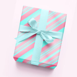 Pastel Blush Roze en Baby Blue Gradient Stripes Cadeaupapier