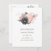 Pastel Blush roze en Charcoal Black Sla de datum o Aankondigingskaart (Voorkant / Achterkant)