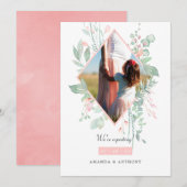 Pastel Blush Roze en Greenery Fotozwangerschap Aankondiging (Voorkant / Achterkant)