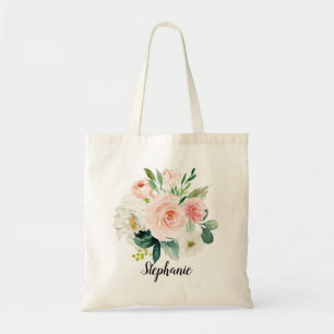 Pastel Blush  Roze Floral Botanical Weddenschap Tote Bag