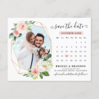Pastel Blush Roze Photo Calendar Save the Date