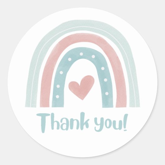 Pastel Bohemian Rainbow Bedankt Ronde Sticker (Voorkant)