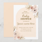 Pastel Boho Arch Bébé invitations douche Fille (Devant / Derrière)