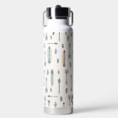 Pastel Boho Arrows Feathers Naam toevoegen Waterfles (Voorkant)