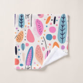 Pastel BOHO Botanical Motif Nom monogramme (Gant de toilette)