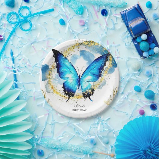 Pastel Boho Butterfly Verjaardag Papieren Bordje (Feest)