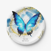 Pastel Boho Butterfly Verjaardag Papieren Bordje (Voorkant)