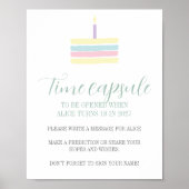 Pastel boho cake 1st Birthday Time Capsule Poster (Voorkant)