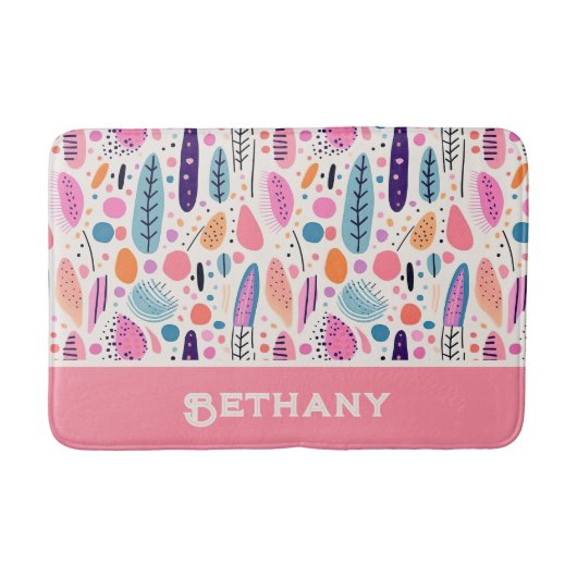 Pastel BOHO Chic Botanische Patroon Aangepaste naa Badmat (Voorkant)