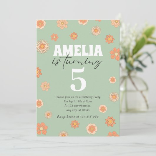 Pastel Boho Daisy Anniversaire Invitation Quel Âge (Debout devant)