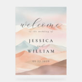 Pastel Boho Desert Wedding Welkom Acryl Bord (Voorkant)