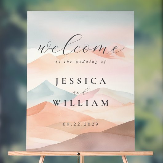 Pastel Boho Desert Wedding Welkom Acryl Bord (Neutraal)
