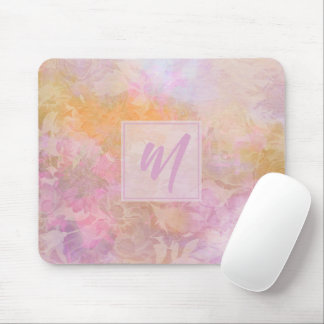 Pastel Boho Floral Pattern Chic Monogram Muismat