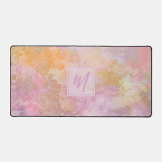 Pastel Boho Floral Pattern Chic Script Monogram Bureaumat