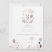 Pastel Boho Konijn en Ballonnen Verjaardag Kaart (Achterkant)