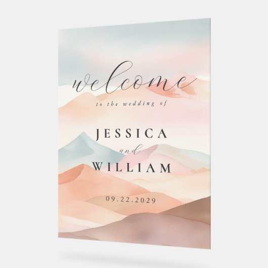 Pastel Boho Mariage du désert Bienvenue (Angle)