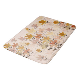 Pastel Boho Mosterd Gele Wilde Bloemen Badmat