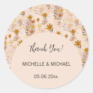 Pastel Boho Mosterd Gele Wilde Bloemen Ronde Sticker