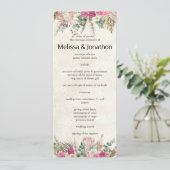 Pastel Boho Neutraal Bloemen Huwelijksprogramma Programma (Staand voorkant)