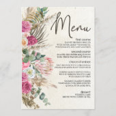 Pastel Boho Neutraal Bloemend Huwelijksmenu Menu (Voorkant)